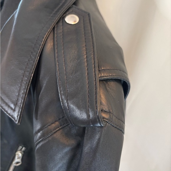 Black Leather Jacket with Silver Zippers - Picture 10 of 16